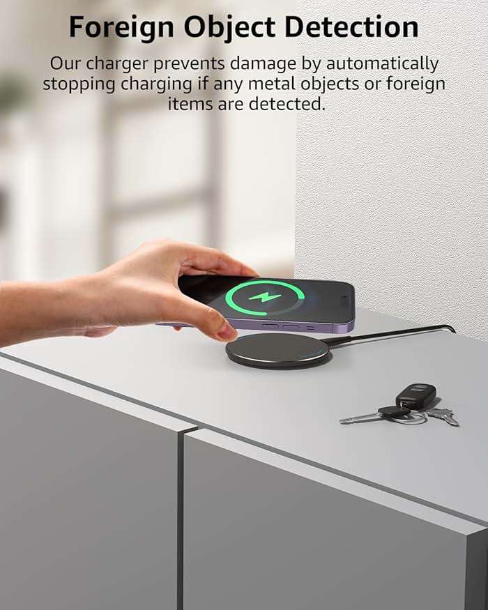 TOZO W1 New 15W Max Fast Wireless Charger, Anti-Slip, Sleep-Friendly, Upgrade Fast Charging Pad Compatible with iPhone 17/17 Pro/17 Pro Max/Air/16/15/14/SE Series, Samsung Galaxy S25/S24/S23, Black - Image 7