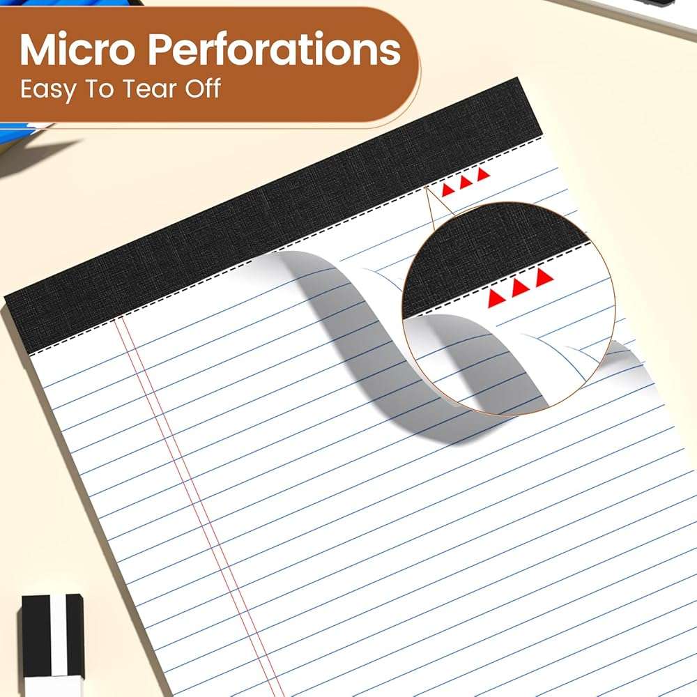 Legal Pads 8.5 X11, Narrow Ruled Notepads, 2 Pack, 50 Sheet/Pad, White Legal Pads, Tear Off Notepad, Perforated Writing Pad, Notebook Paper College Ruled, Notepads for Office Home School, Notepad - Image 4
