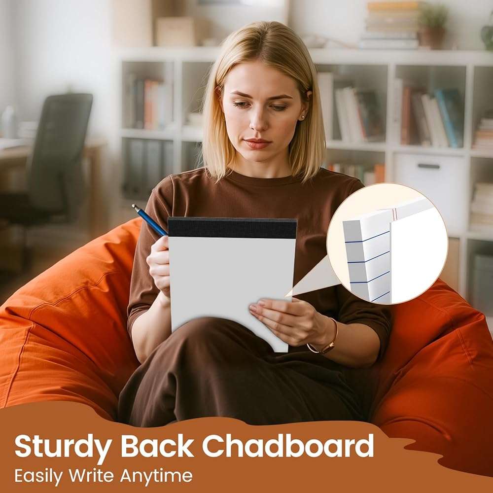 Legal Pads 8.5 X11, Narrow Ruled Notepads, 2 Pack, 50 Sheet/Pad, White Legal Pads, Tear Off Notepad, Perforated Writing Pad, Notebook Paper College Ruled, Notepads for Office Home School, Notepad - Image 5
