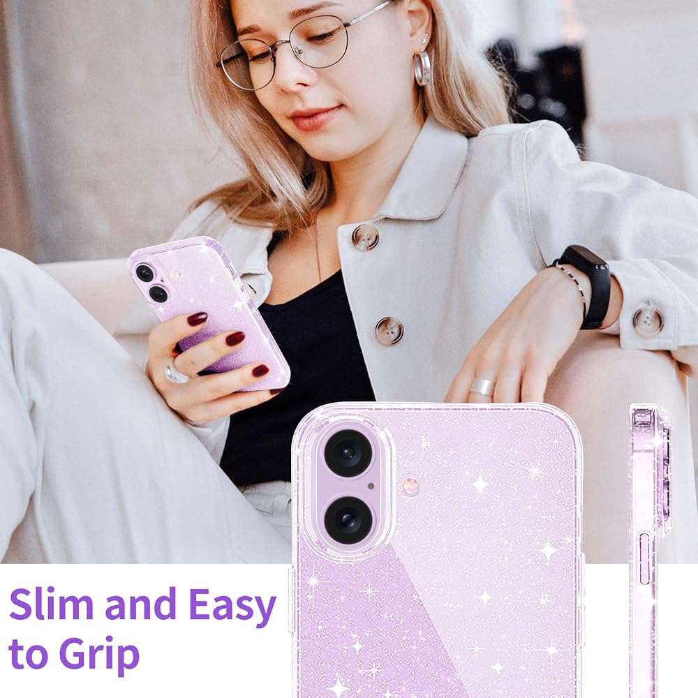 JJGoo Compatible with iPhone 17 Case Clear Glitter, Sparkle Soft TPU Transparent Shockproof Women Girls Slim Bling Sparkly Bumper Cover Phone Cases for iPhone 17 - Image 6