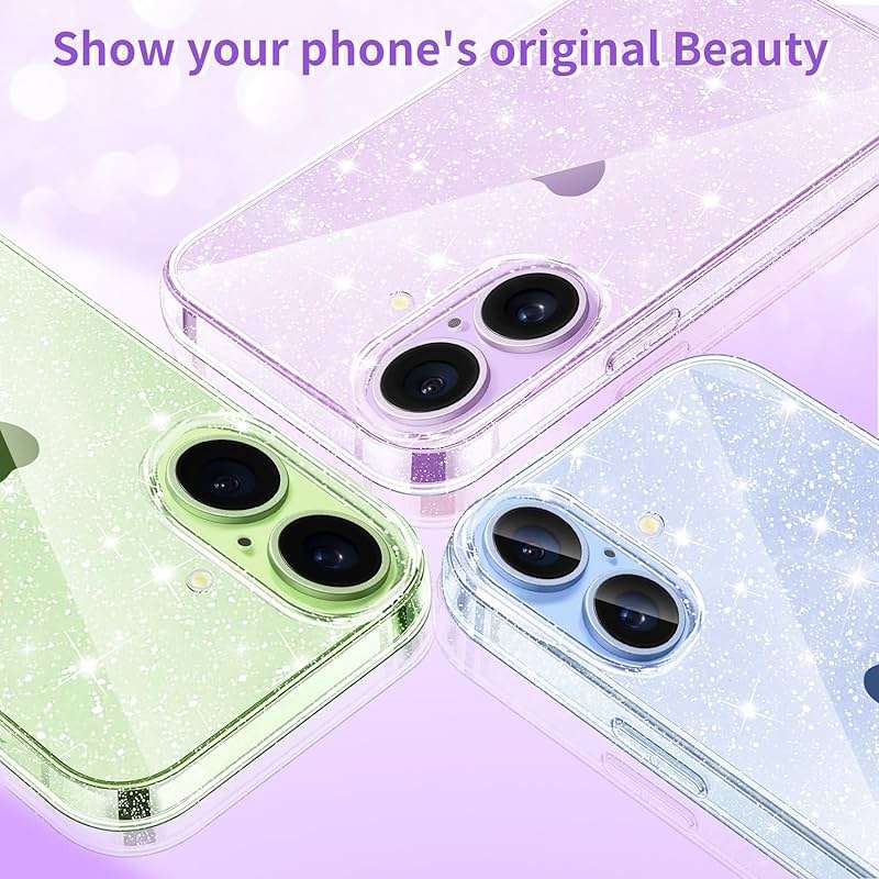 JJGoo Compatible with iPhone 17 Case Clear Glitter, Sparkle Soft TPU Transparent Shockproof Women Girls Slim Bling Sparkly Bumper Cover Phone Cases for iPhone 17 - Image 7