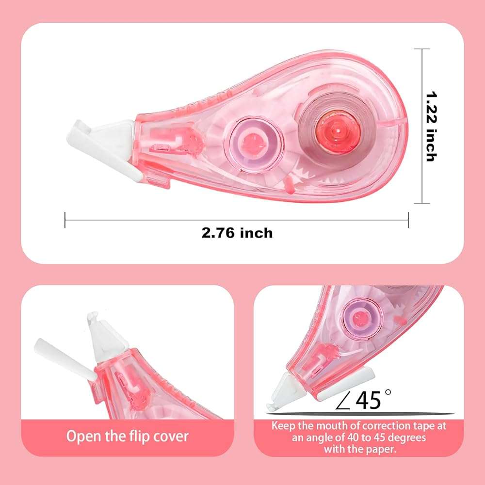 Jovanssen White Correction Tape, 6 Pack, 13.13 Feet Mini Correction Tape, Writing supplies and correction supplies for School And Office. (Candy) - Image 2
