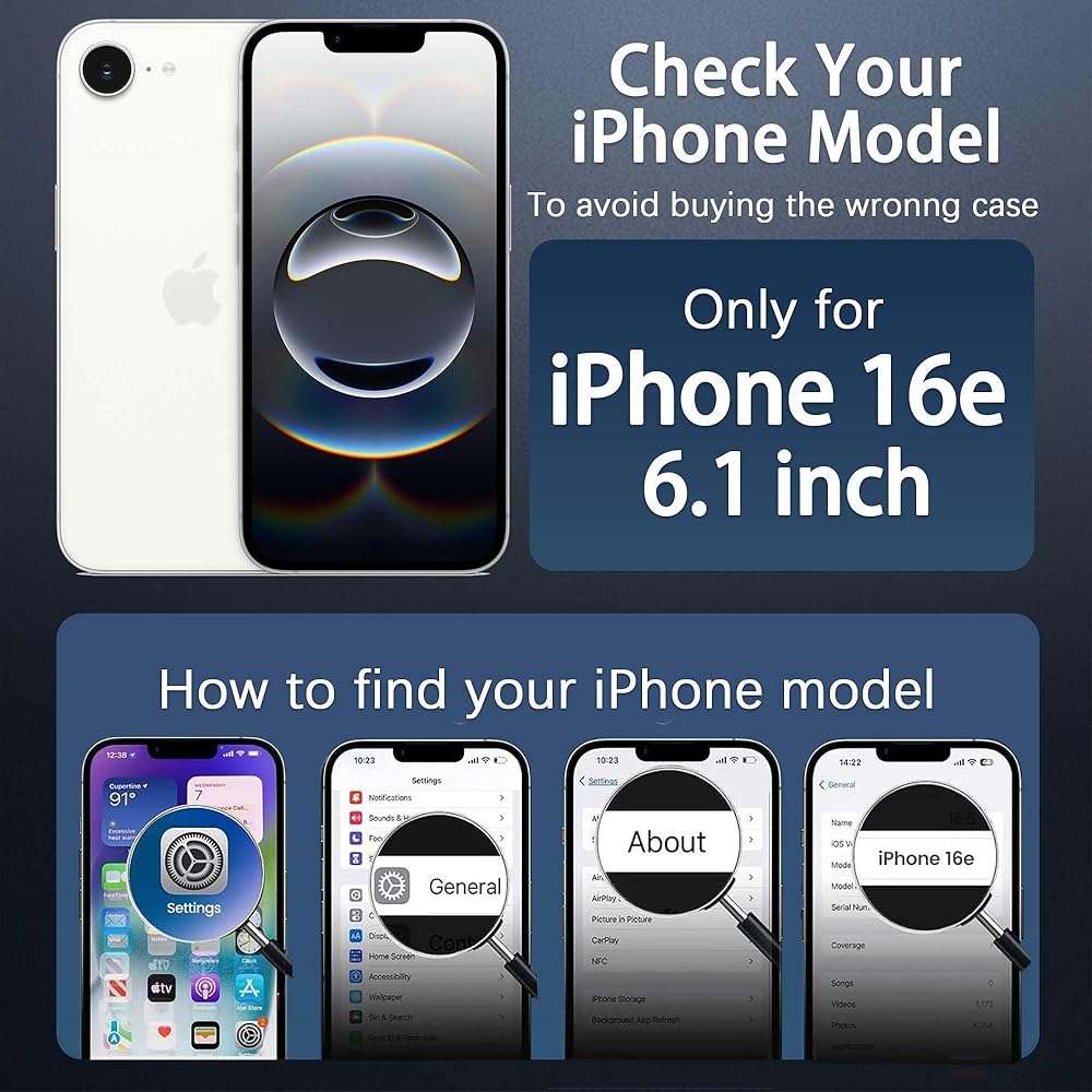 4 in 1 Magnetic for iPhone 16e/17e Case [with 1X Screen Protector, Braided Cable, Removable Lens Case] [Mil-Grade Drop Protection] Shockproof Slim Translucent Matte Protective Phone Case, Black - Image 2