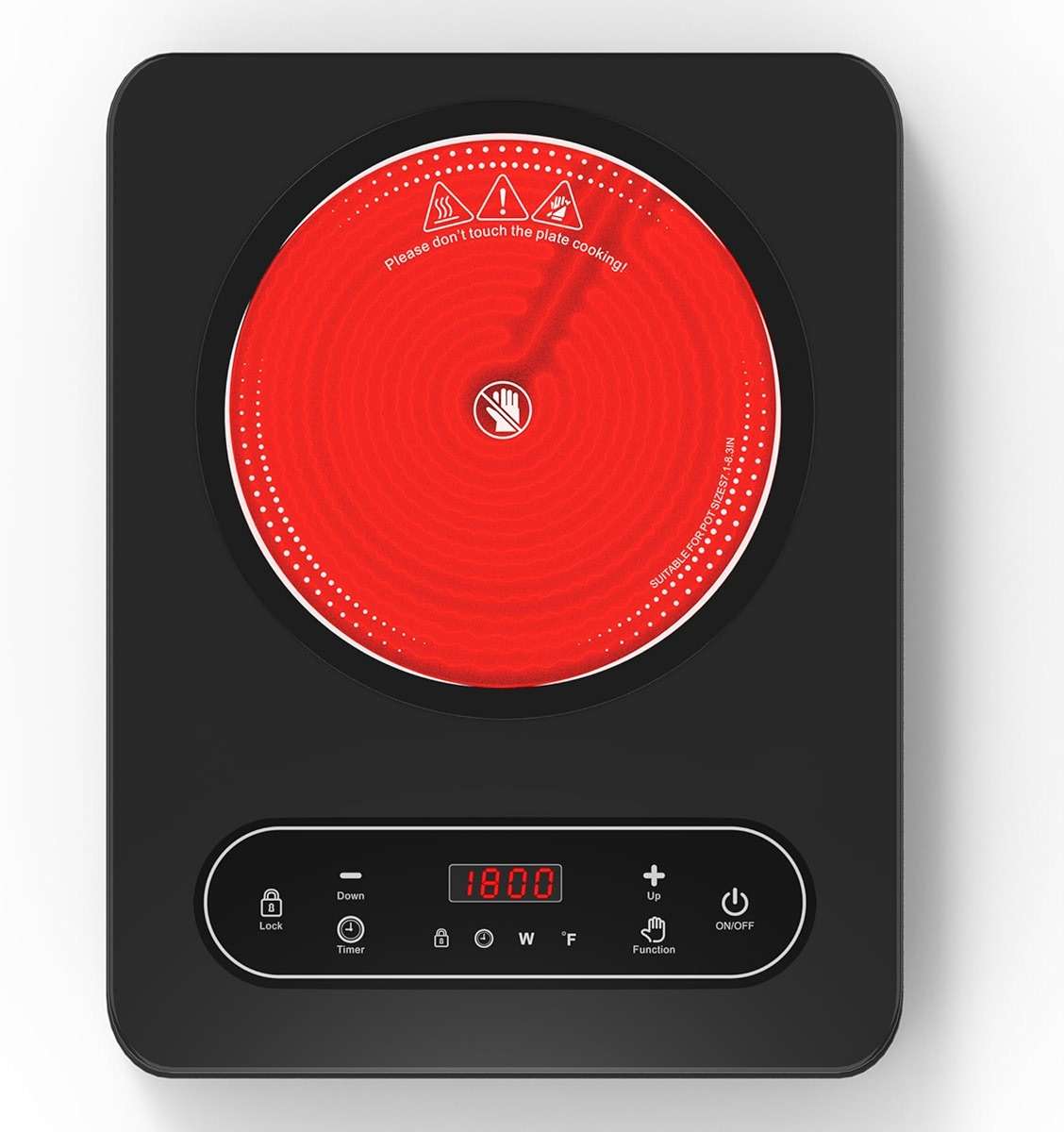 VBGK Single Burner Electric Cooktop,110V 1800W Electric Stove Top with LED Touch Control,10 Power Levels, 4 hTimer, Safety Lock,Portable cooktop,Overheat protection - Image 1