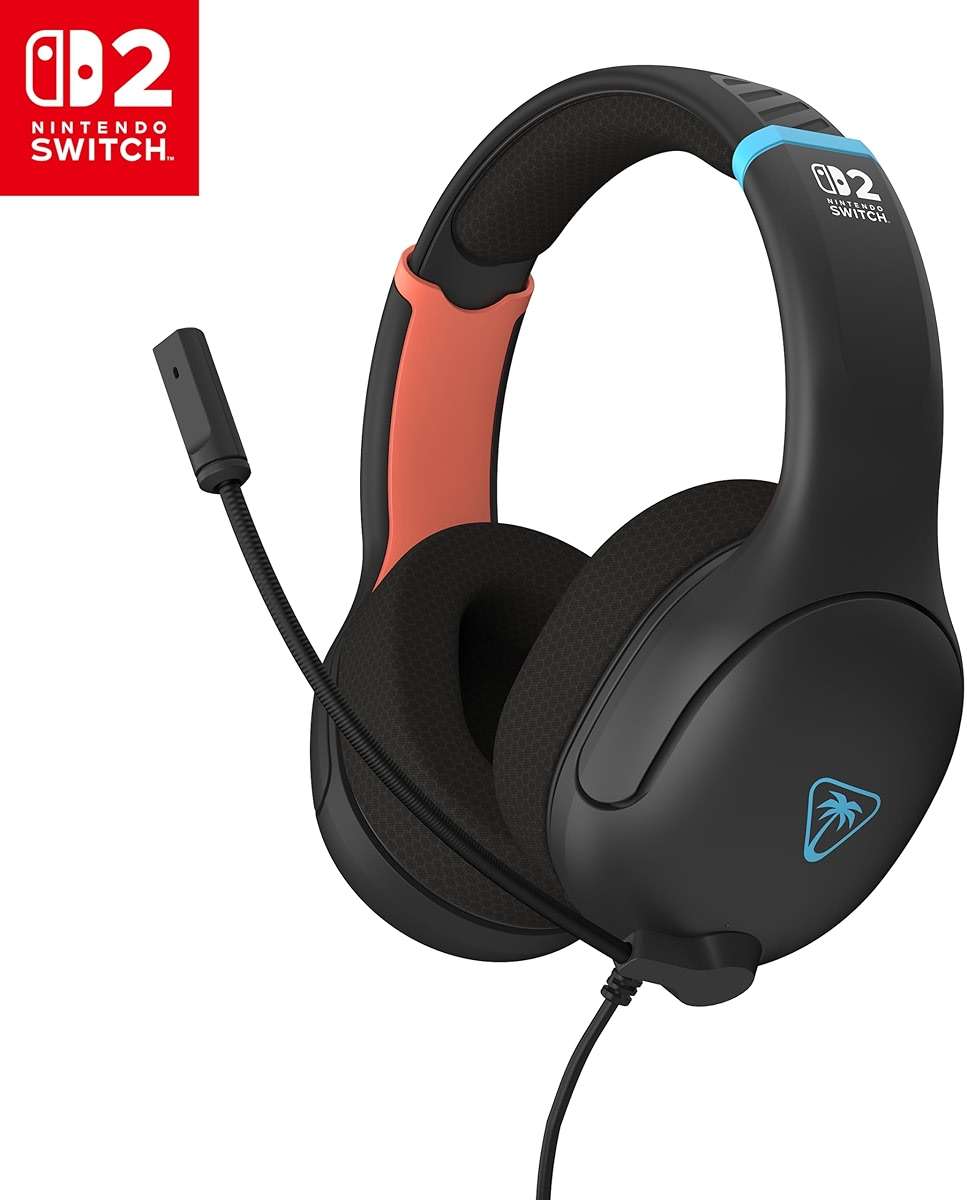 Turtle Beach Airlite Fit Wired Gaming Headset – Officially Licensed for Nintendo Switch 2, Nintendo Switch, Durable, Lightweight, Charcoal Blue/Red - Image 1