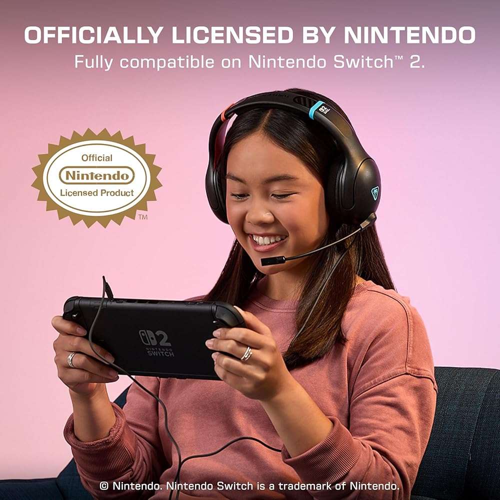 Turtle Beach Airlite Fit Wired Gaming Headset – Officially Licensed for Nintendo Switch 2, Nintendo Switch, Durable, Lightweight, Charcoal Blue/Red - Image 2