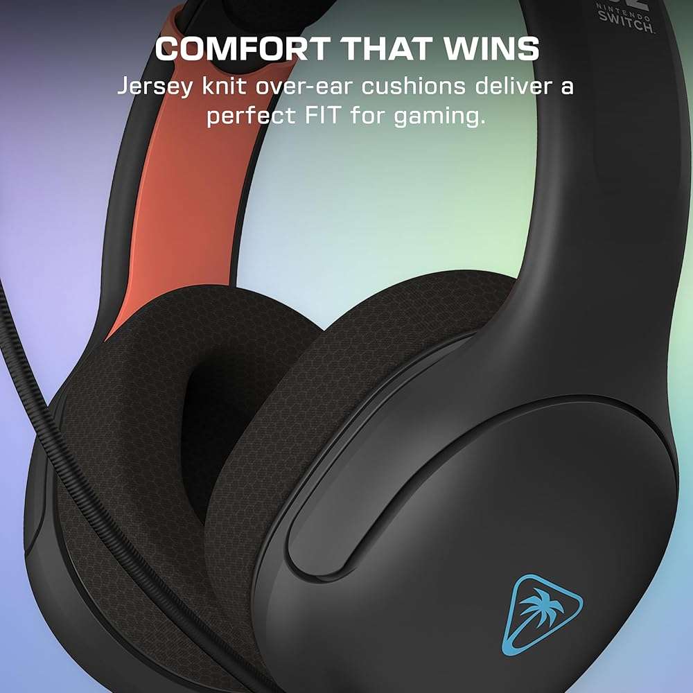 Turtle Beach Airlite Fit Wired Gaming Headset – Officially Licensed for Nintendo Switch 2, Nintendo Switch, Durable, Lightweight, Charcoal Blue/Red - Image 3