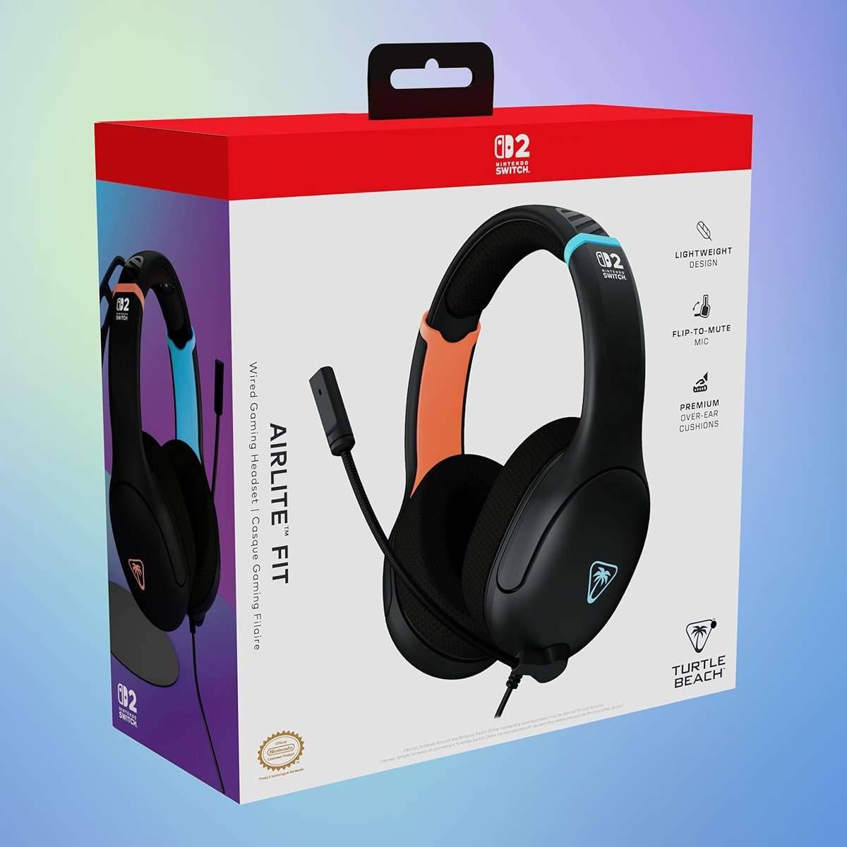 Turtle Beach Airlite Fit Wired Gaming Headset – Officially Licensed for Nintendo Switch 2, Nintendo Switch, Durable, Lightweight, Charcoal Blue/Red - Image 8