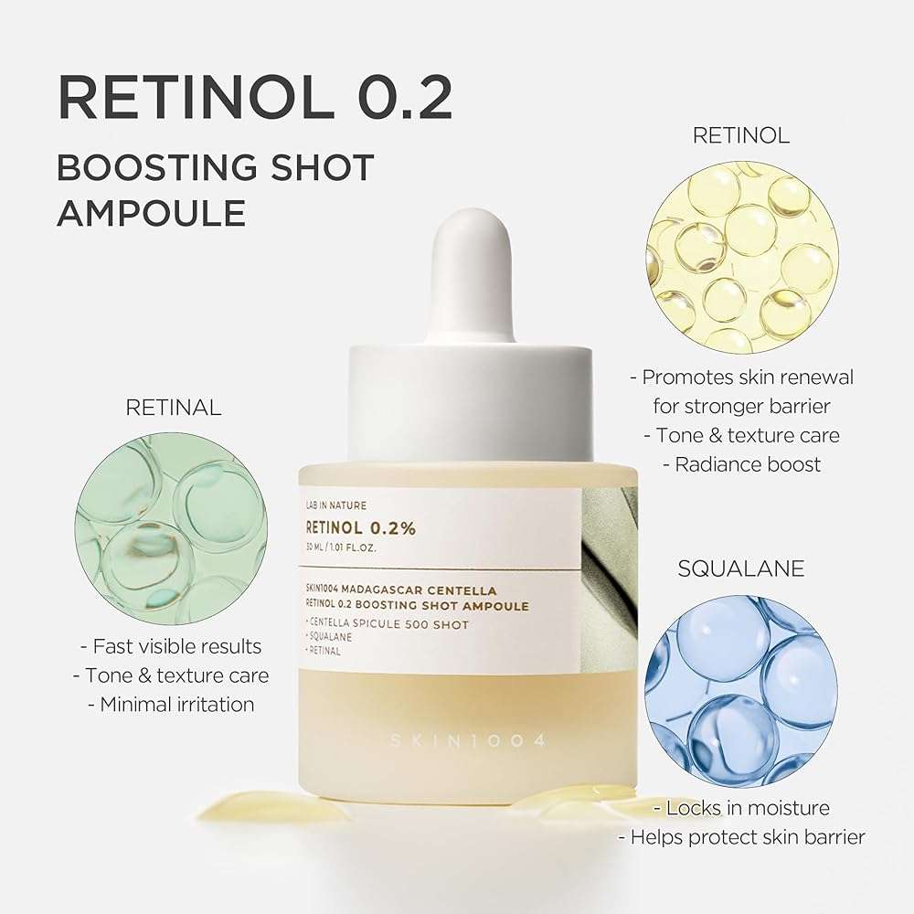 SKIN1004 Retinol 0.2% Boosting Shot Ampoule, Face Serum for Skin Elasticity, Facial Spicule Serum with Retinol & Retinal, Centella Ampoule for Fine Lines & Firmness, Korean Skin Care, 1.01fl.oz / 30ml - Image 2