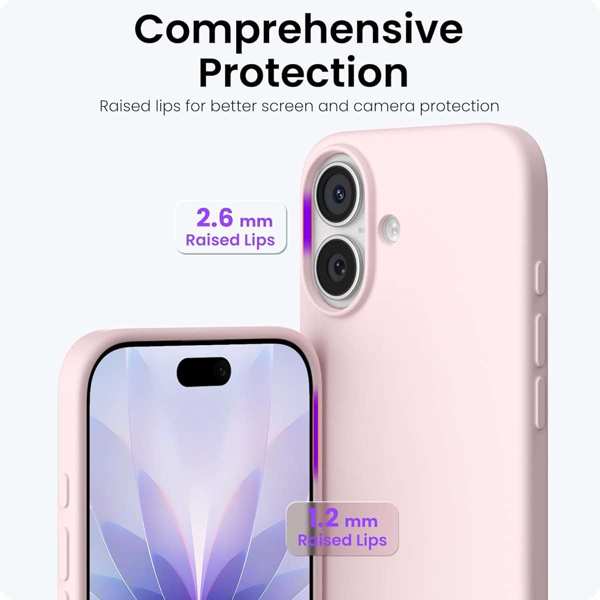 ORNARTO Compatible with iPhone 17 Case 6.3, Slim Liquid Silicone 3 Layers Full Covered Soft Gel Rubber Phone Case Protective Cover 6.3 Inch, Chalk Pink - Image 4