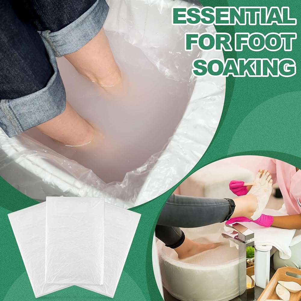 AmazingSpark 400 Pcs Disposable Foot Bath Liners Heavy Duty Thickened Plastic Foot Tub Liner Large Pedicure Spa Bags Portable Clear Bowl Bags for Tub Spa Home Hotel Beauty Salon, 25.6" x 27.5" - Image 5