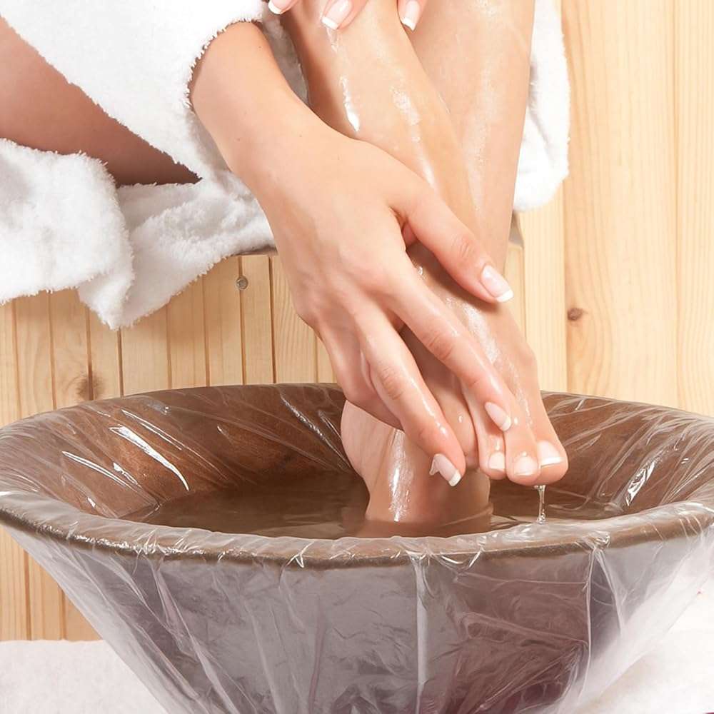 AmazingSpark 400 Pcs Disposable Foot Bath Liners Heavy Duty Thickened Plastic Foot Tub Liner Large Pedicure Spa Bags Portable Clear Bowl Bags for Tub Spa Home Hotel Beauty Salon, 25.6" x 27.5" - Image 6