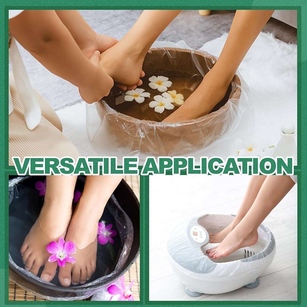 AmazingSpark 400 Pcs Disposable Foot Bath Liners Heavy Duty Thickened Plastic Foot Tub Liner Large Pedicure Spa Bags Portable Clear Bowl Bags for Tub Spa Home Hotel Beauty Salon, 25.6" x 27.5" - Image 7