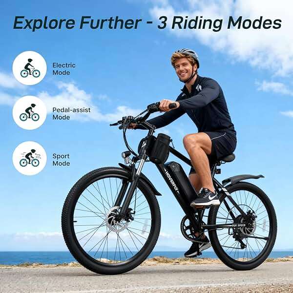 Hoverfly Electric Bike for Adults, 26"/16" Models, 750W/500W Peak Motor, Up to 20/15.5MPH, 48V/36V Removable Battery, Up to 40/28 Miles Range, UL2849 Certified, Electric Bike for Commute/Leisure/Trail - Image 5