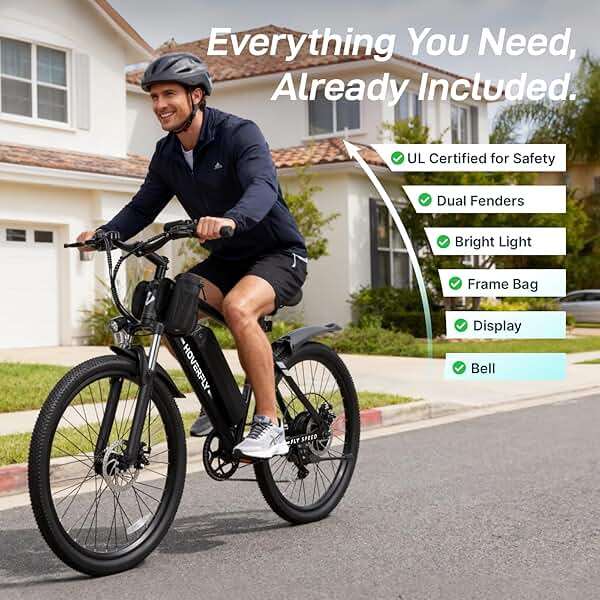 Hoverfly Electric Bike for Adults, 26"/16" Models, 750W/500W Peak Motor, Up to 20/15.5MPH, 48V/36V Removable Battery, Up to 40/28 Miles Range, UL2849 Certified, Electric Bike for Commute/Leisure/Trail - Image 6
