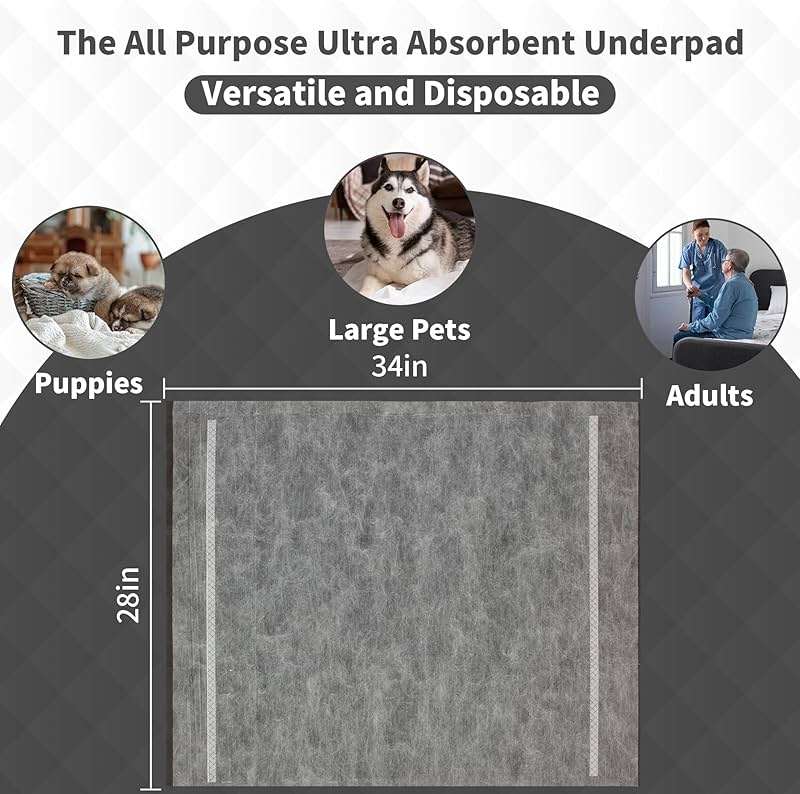 Charcoal Infused Pee Pads for Dogs and Cats, 30 Count, XL, 28"x34" | 6 Layer, Odor Control, Training Underpads, For Dogs, Cats, and Pets, Floor and Furniture Protectors - Image 3