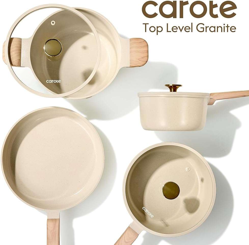 CAROTE 1.5Qt & 2.5Qt Sauce Pan Sets with Lid Ceramic Nonstick Pot Set Non Toxic Saucepan with Stay-cool Handle Small Kitchen Cooking Pots, Easy to Clean, Induction Comptable, PFOA FREE - Image 8