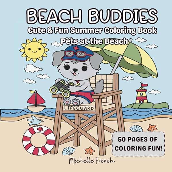 Beach Buddies: Cute & Fun Summer Coloring Book Pets at the Beach - Image 1
