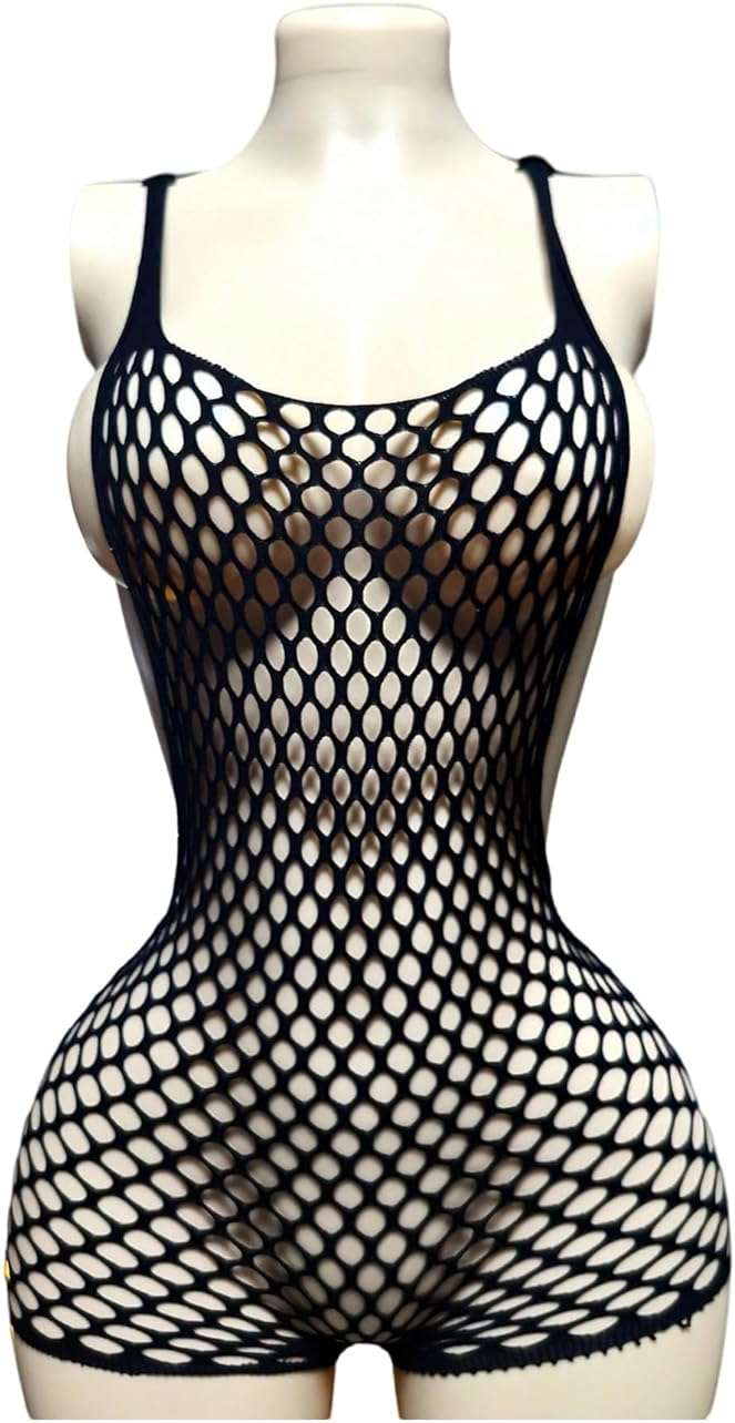 OYOANGLE Women's Fishnet Dress Bodysuit Hollow Out Lingerie Chemise Nightwear - Image 3