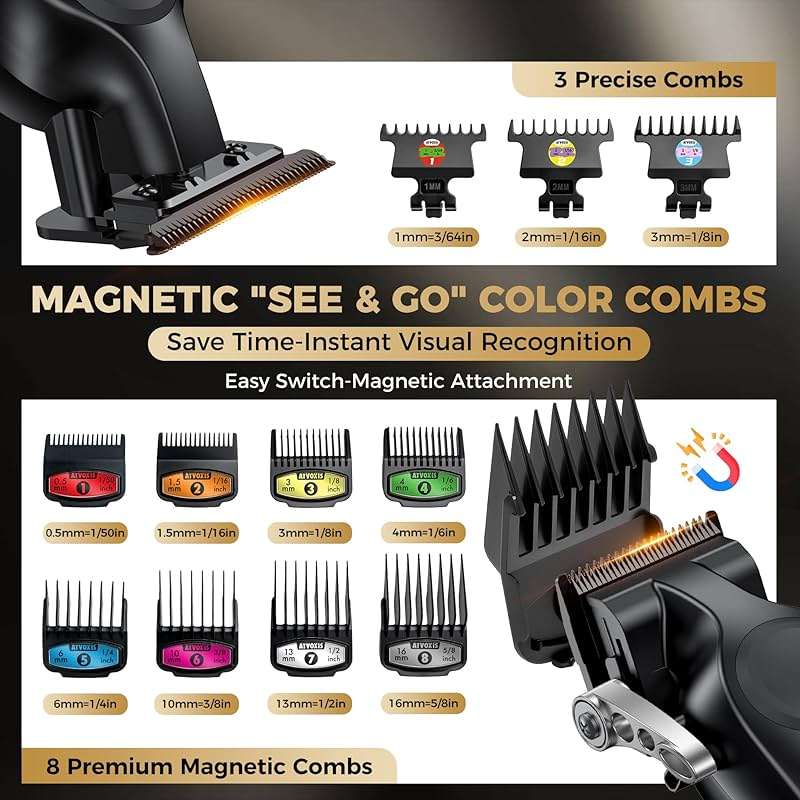 ATVOXIS Hair Clippers for Men Professional, Barber Clippers and Trimmers Set, Cordless Hair Clippers, Hair Cutting Kit, Barber Kit, Haircut Kit, Maquina para Cortar Pelo De Hombre (Black) - Image 5