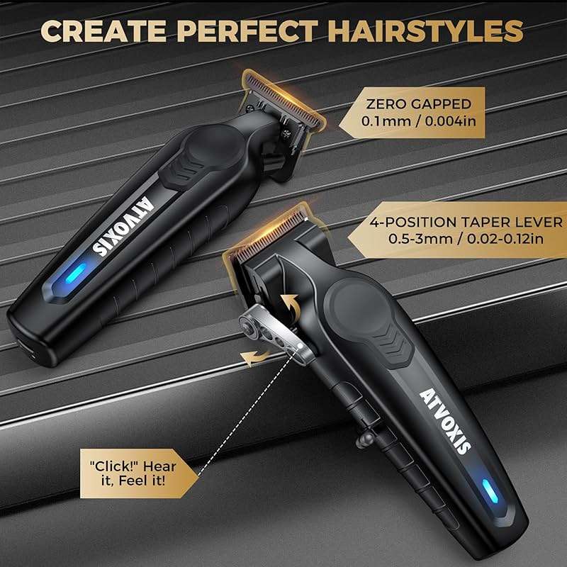 ATVOXIS Hair Clippers for Men Professional, Barber Clippers and Trimmers Set, Cordless Hair Clippers, Hair Cutting Kit, Barber Kit, Haircut Kit, Maquina para Cortar Pelo De Hombre (Black) - Image 6