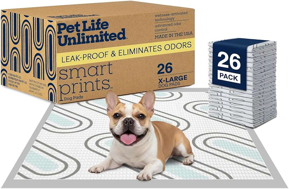 Pet Life Unlimited Smart Prints XL Puppy Pads for Dogs, Potty Training Pee Pads, 26 Count, 26" x 30", Leak-Proof, Super Absorbent, Quick-Dry, Patterned Pads with Odor Control, Made in USA - Image 1
