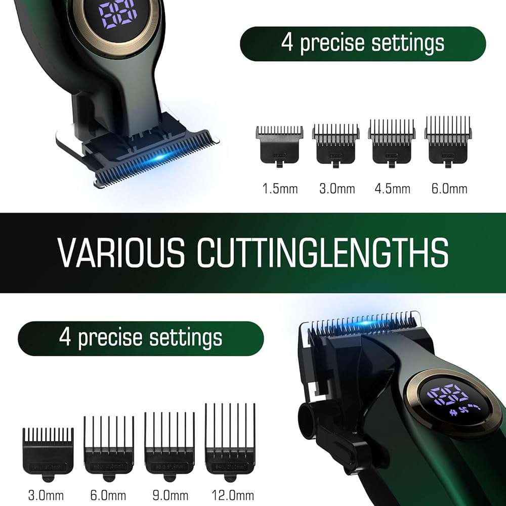 BILLAR Professional Hair Clipper for Men Hair Cutting Kit Men's Beard Trimmer Hair Trimmer Shaver Cordless Barber Clippers and Trimmers（Green） - Image 5