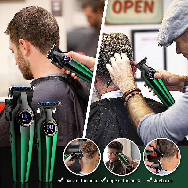 BILLAR Professional Hair Clipper for Men Hair Cutting Kit Men's Beard Trimmer Hair Trimmer Shaver Cordless Barber Clippers and Trimmers（Green） - Image 7