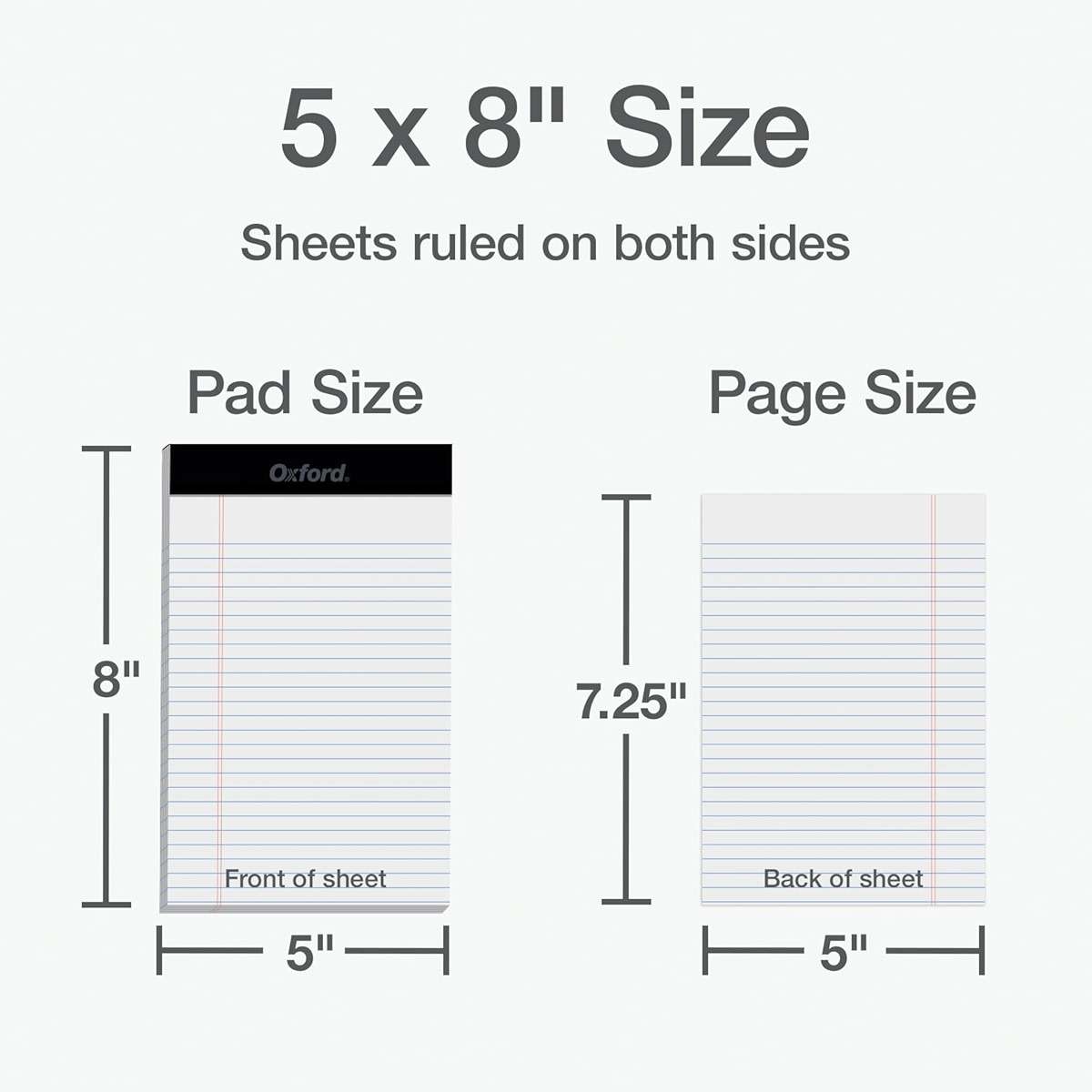 Oxford 5 x 8 Inch Legal Pads, 3 Pack, Narrow Ruled on Both Sides, White Lined Paper, 50 Perforated Sheets Per Writing Pad, Proudly Made in the USA (1017034) - Image 2