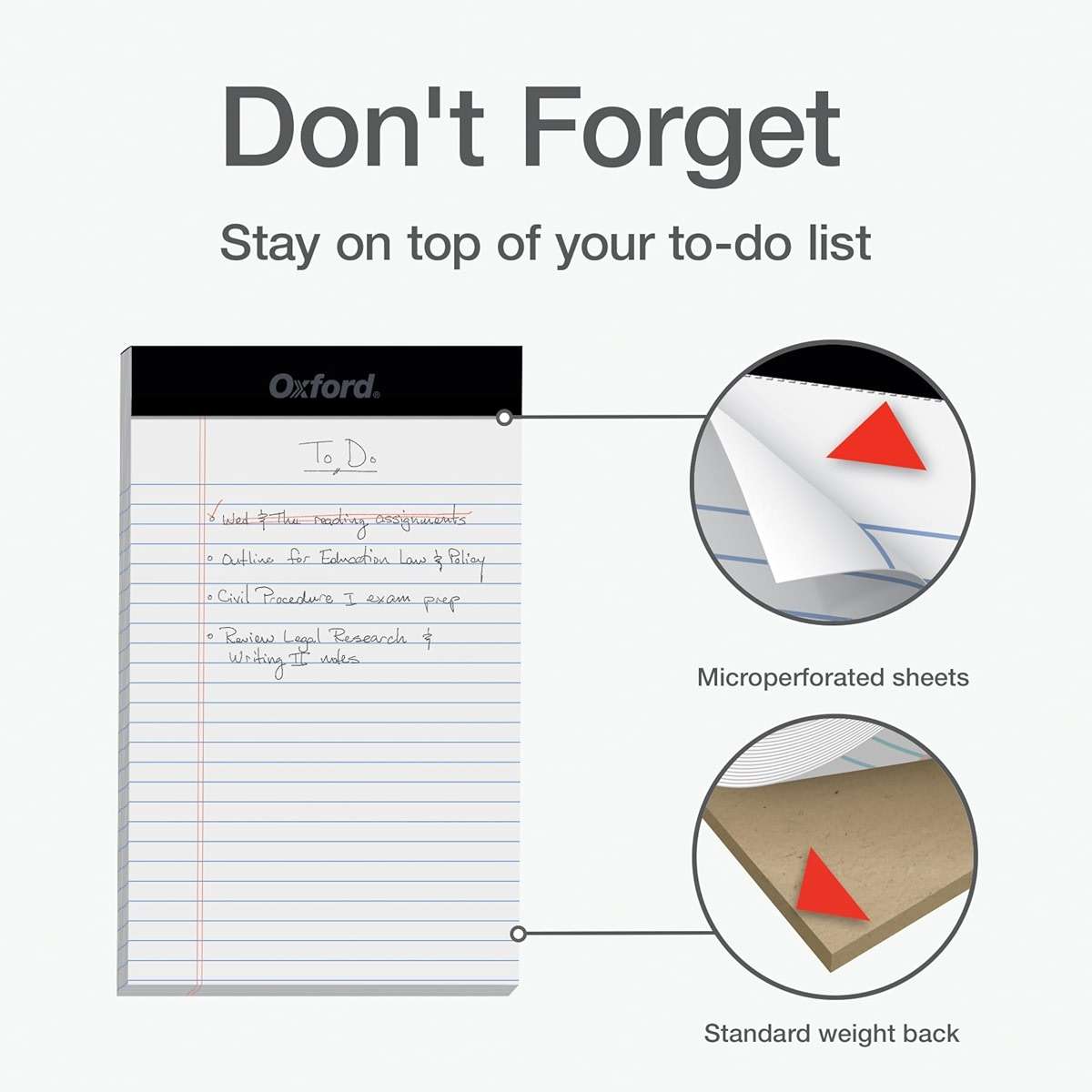 Oxford 5 x 8 Inch Legal Pads, 3 Pack, Narrow Ruled on Both Sides, White Lined Paper, 50 Perforated Sheets Per Writing Pad, Proudly Made in the USA (1017034) - Image 5
