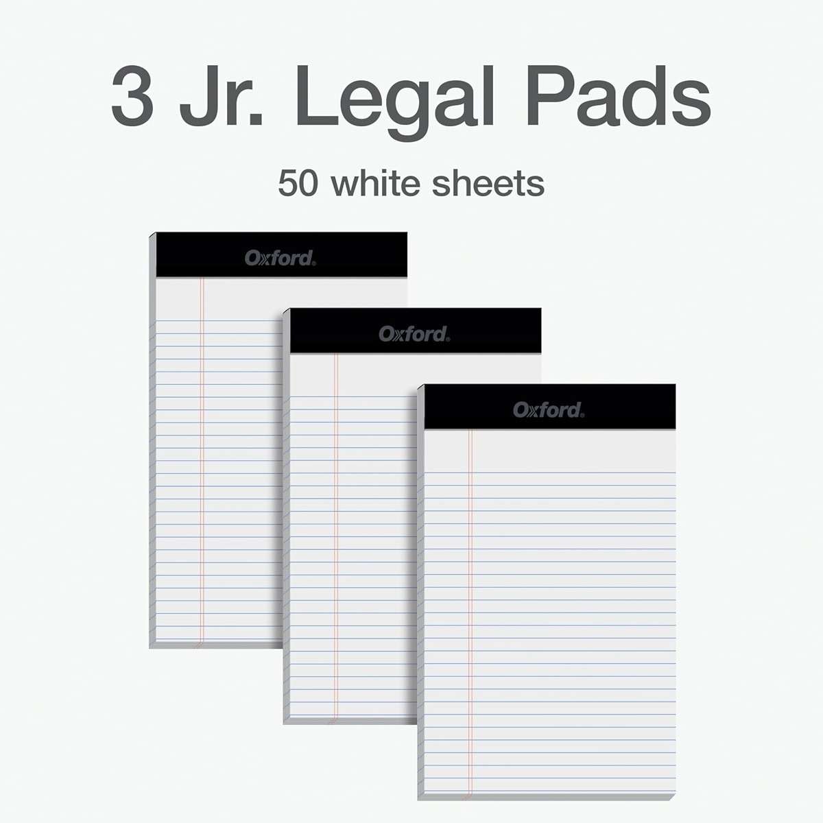 Oxford 5 x 8 Inch Legal Pads, 3 Pack, Narrow Ruled on Both Sides, White Lined Paper, 50 Perforated Sheets Per Writing Pad, Proudly Made in the USA (1017034) - Image 6
