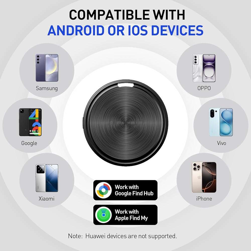 Air Tags-2 Pack Tracker Tag for iOS and Android, Work with Google Find Hub & Apple Find My APP, Long Battery Life, for Keys/Luggage/Suitcase/Backpack/Wallet, Black - Image 2