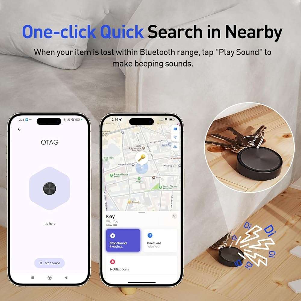 Air Tags-2 Pack Tracker Tag for iOS and Android, Work with Google Find Hub & Apple Find My APP, Long Battery Life, for Keys/Luggage/Suitcase/Backpack/Wallet, Black - Image 3