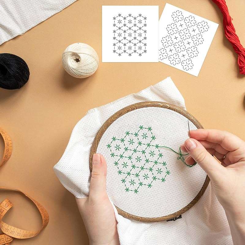 33 Pcs Sashiko Stencils 4.7 X 4.7 Inch Plastic Sashiko Template Pattern Geometric Embroidery Stabilizers Drawing for Drawing Line Quilting Sewing Hand Quilting and Embroidery and Design Creativity DIY - Image 5