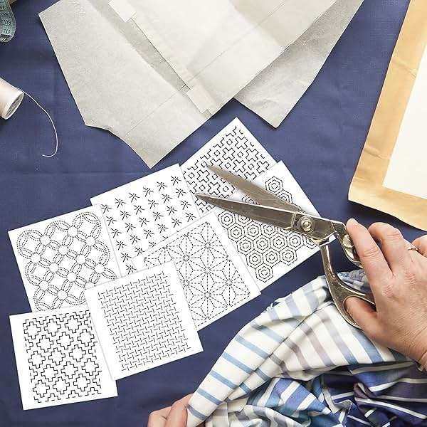 33 Pcs Sashiko Stencils 4.7 X 4.7 Inch Plastic Sashiko Template Pattern Geometric Embroidery Stabilizers Drawing for Drawing Line Quilting Sewing Hand Quilting and Embroidery and Design Creativity DIY - Image 6