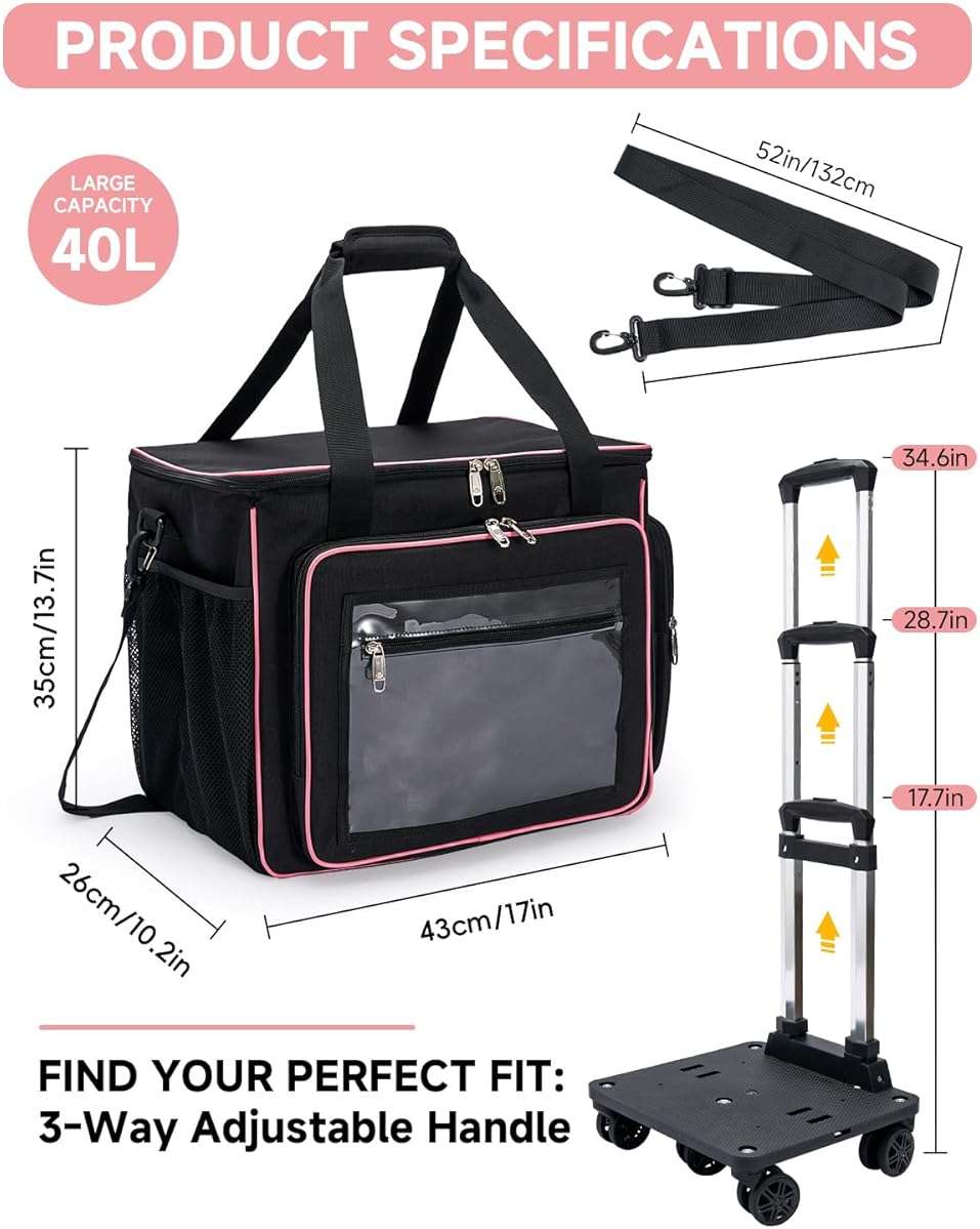 Amythe Rolling Teacher Tote Bag with Wheels, Laptop Briefcase for Women, 15.6" Laptop Compartment, Black - Image 2
