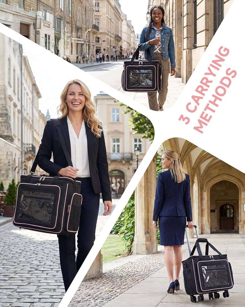 Amythe Rolling Teacher Tote Bag with Wheels, Laptop Briefcase for Women, 15.6" Laptop Compartment, Black - Image 5