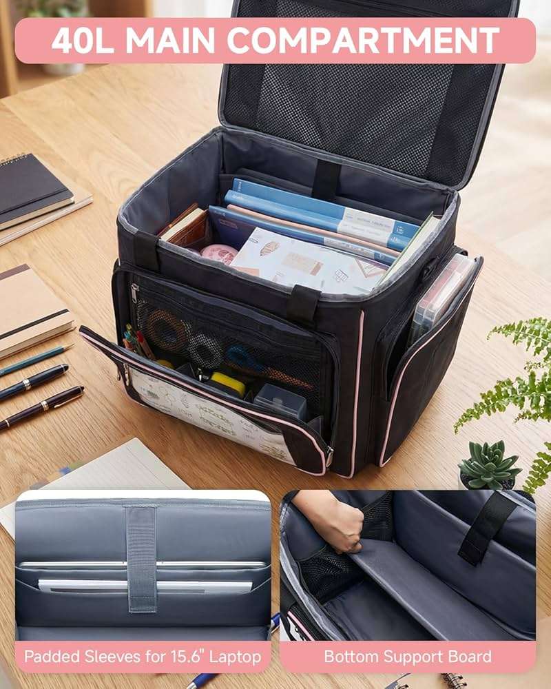 Amythe Rolling Teacher Tote Bag with Wheels, Laptop Briefcase for Women, 15.6" Laptop Compartment, Black - Image 6