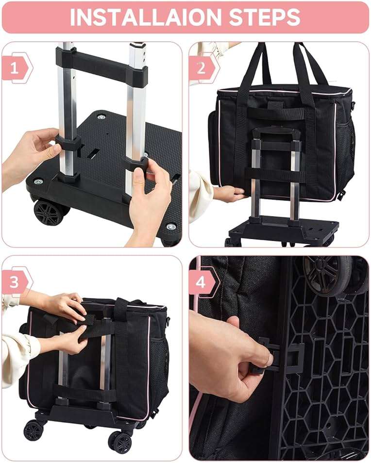 Amythe Rolling Teacher Tote Bag with Wheels, Laptop Briefcase for Women, 15.6" Laptop Compartment, Black - Image 7