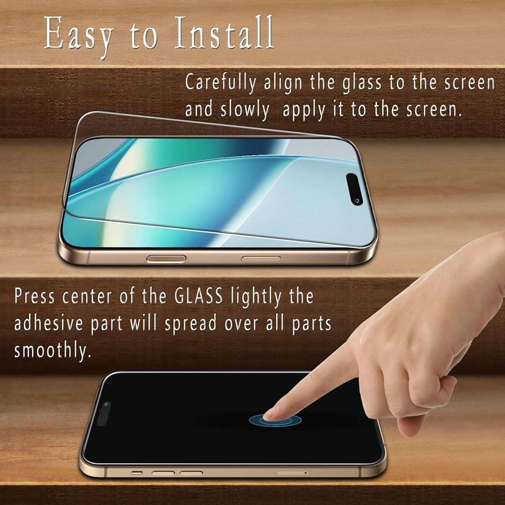 Bencuku 2 Pack Screen Protector for iPhone 17 (6.3 Inch) with 2 Pack Camera Lens Protector, 9H Tempered Glass, Anti Scratch, Bubble Free - Image 5