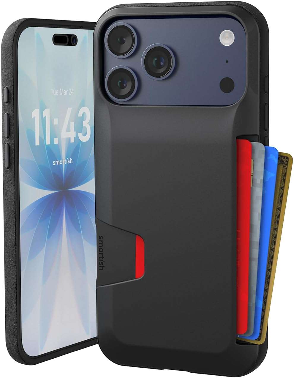 Smartish® iPhone 17 Pro Max Wallet Case - Wallet Slayer Vol. 1 [Slim + Protective] Credit Card Holder - Drop Tested Hidden Credit Card Slot Cover for Apple iPhone 17 Pro Max - Black Tie Affair - Image 1