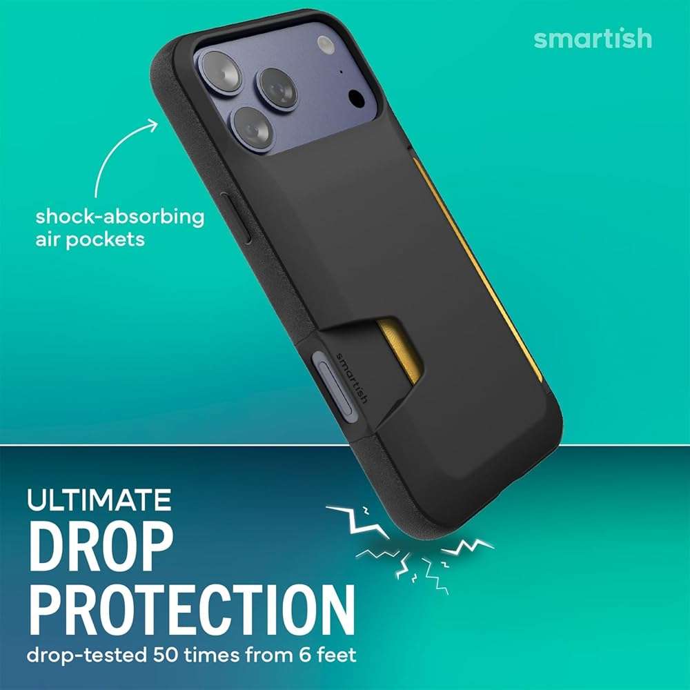 Smartish® iPhone 17 Pro Max Wallet Case - Wallet Slayer Vol. 1 [Slim + Protective] Credit Card Holder - Drop Tested Hidden Credit Card Slot Cover for Apple iPhone 17 Pro Max - Black Tie Affair - Image 3