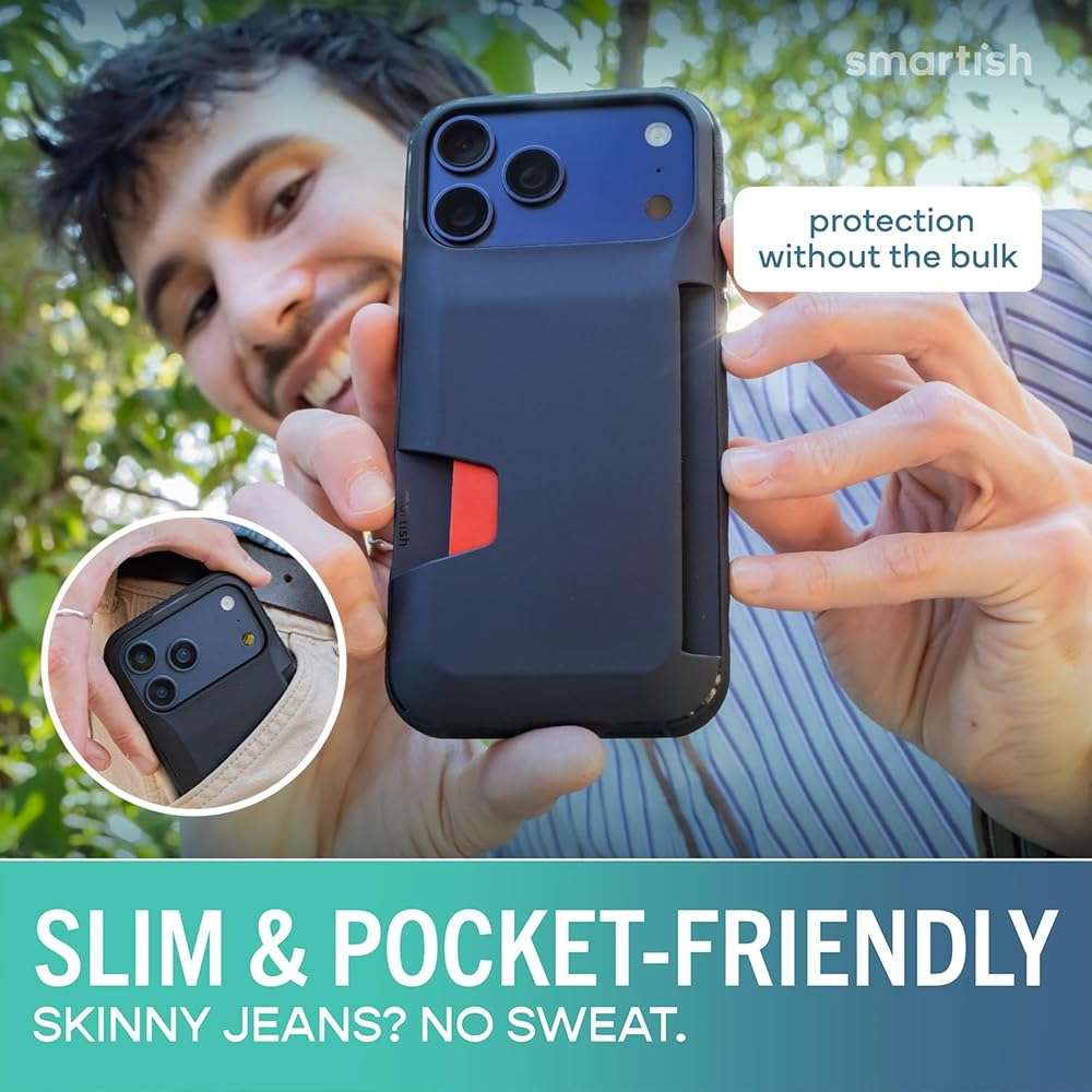Smartish® iPhone 17 Pro Max Wallet Case - Wallet Slayer Vol. 1 [Slim + Protective] Credit Card Holder - Drop Tested Hidden Credit Card Slot Cover for Apple iPhone 17 Pro Max - Black Tie Affair - Image 4