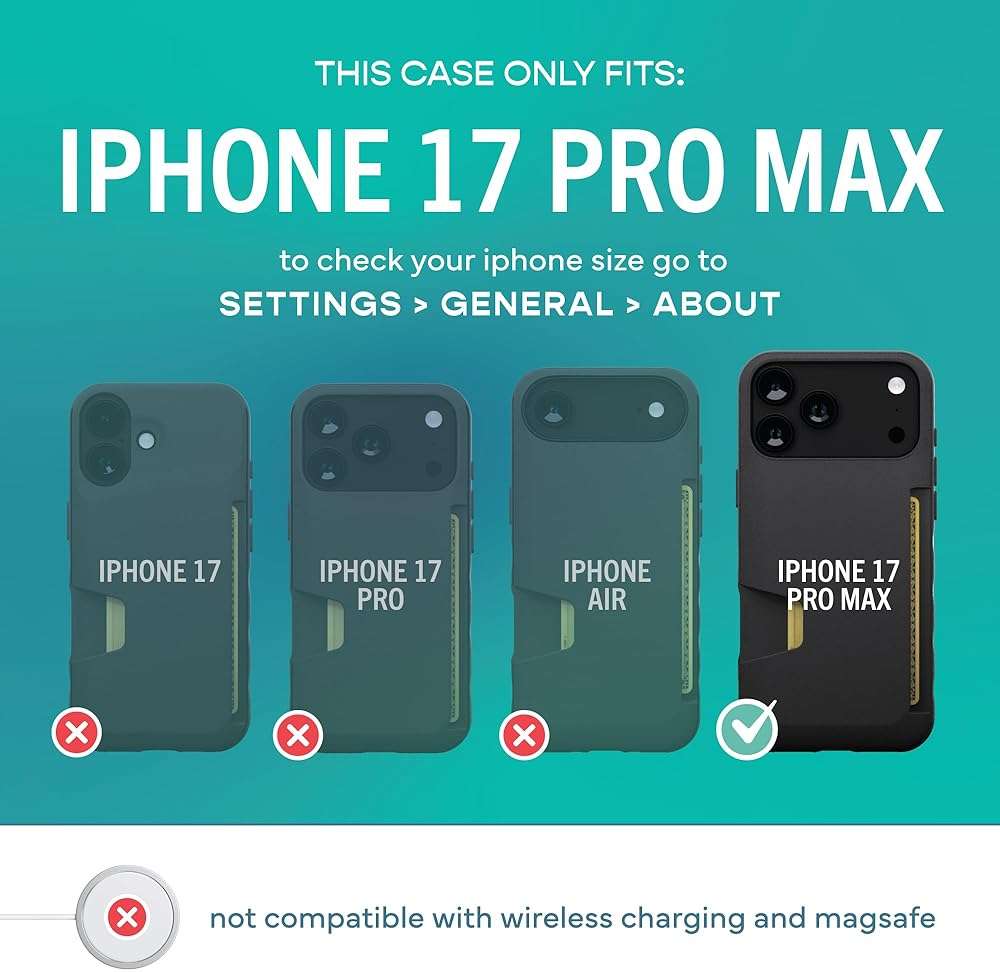 Smartish® iPhone 17 Pro Max Wallet Case - Wallet Slayer Vol. 1 [Slim + Protective] Credit Card Holder - Drop Tested Hidden Credit Card Slot Cover for Apple iPhone 17 Pro Max - Black Tie Affair - Image 5