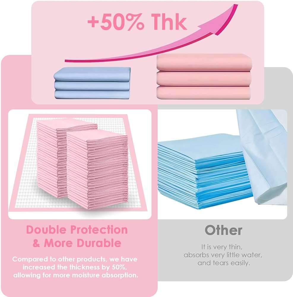 Pet Toilet Training Pads 100 Count Disposable Puppy Pee Pads for Dogs, Ultra Absorbent|Quick Dry|Leak-Proof Pet Potty Pads for Dog, Cat, Rabbits and Guinea Pigs (Pink, 13" x 18"-100 Count) - Image 6
