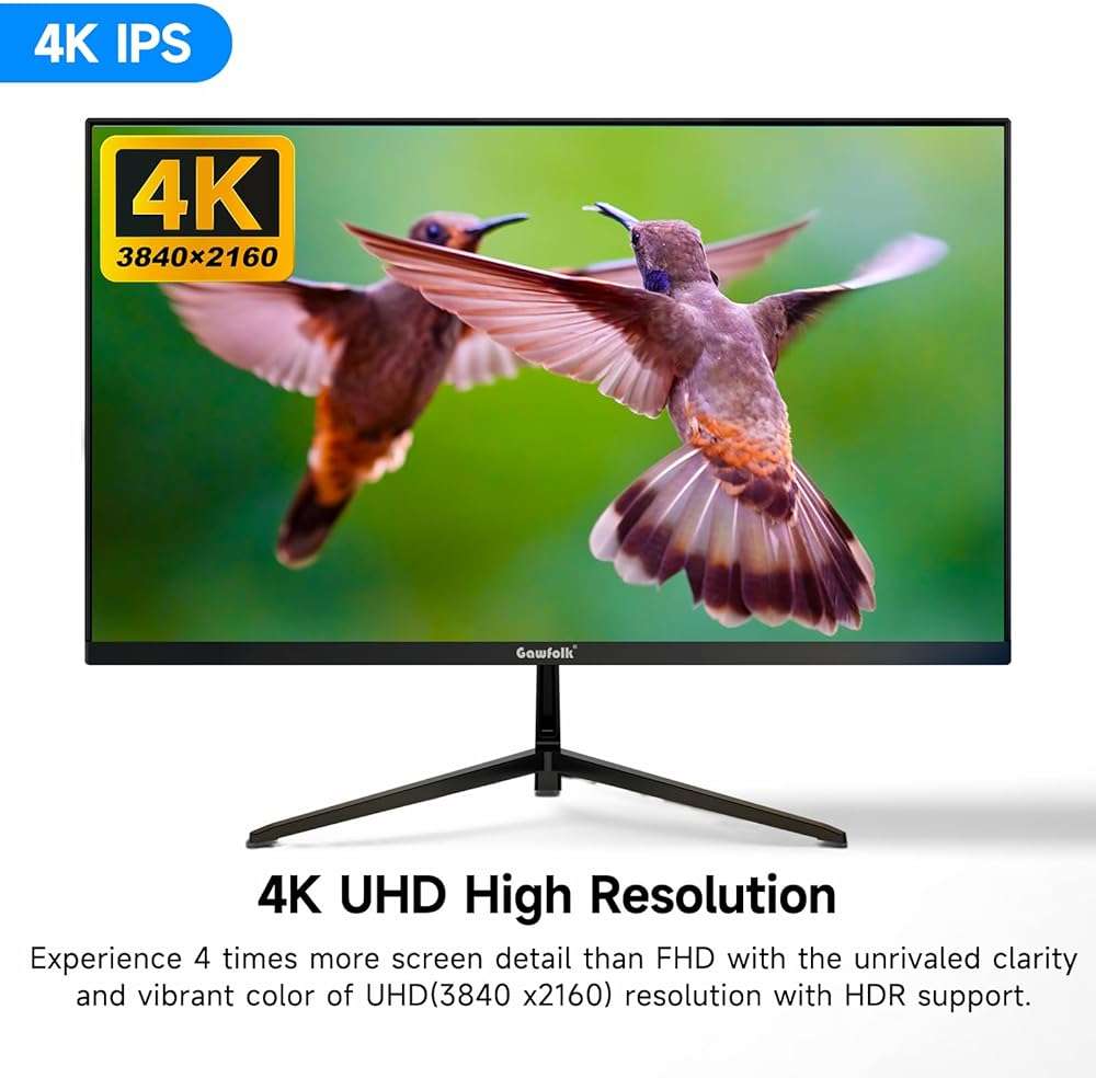 Gawfolk 27 Inch 4K Monitor IPS 60Hz, UHD 3840 x 2160p PC Monitors, Computer Dispaly for Home & Office, Support HDMI & DP, Wall Mount Compatible - Image 3