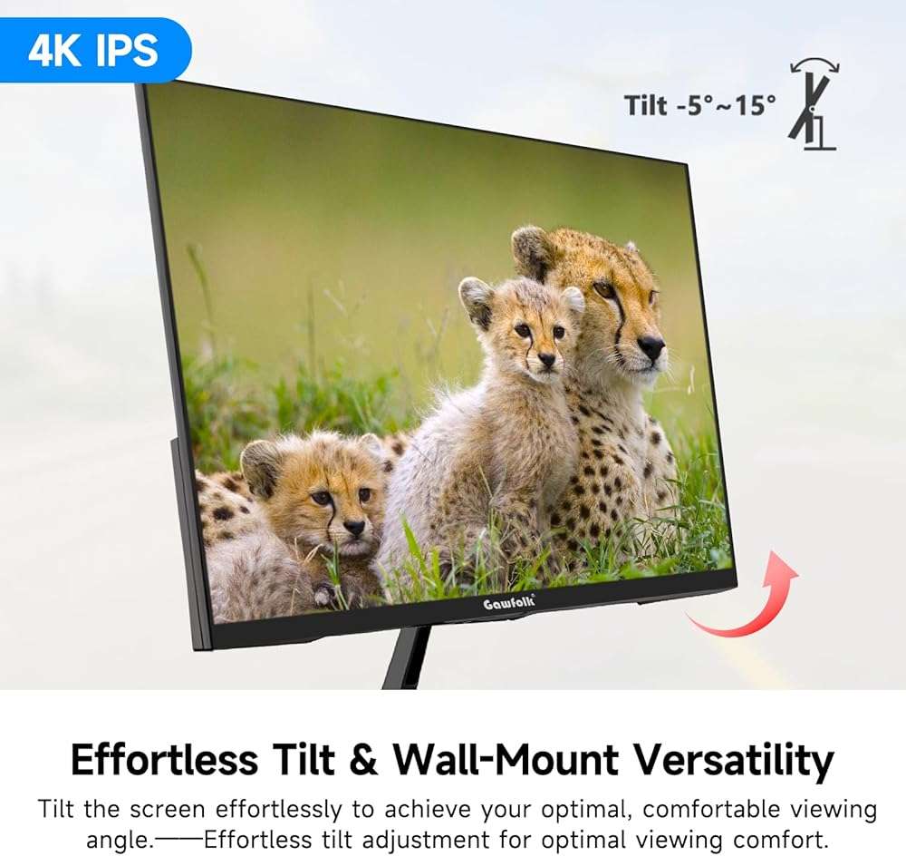 Gawfolk 27 Inch 4K Monitor IPS 60Hz, UHD 3840 x 2160p PC Monitors, Computer Dispaly for Home & Office, Support HDMI & DP, Wall Mount Compatible - Image 4