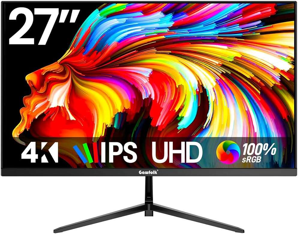 Gawfolk 27 Inch 4K Monitor IPS 60Hz, UHD 3840 x 2160p PC Monitors, Computer Dispaly for Home & Office, Support HDMI & DP, Wall Mount Compatible - Image 8