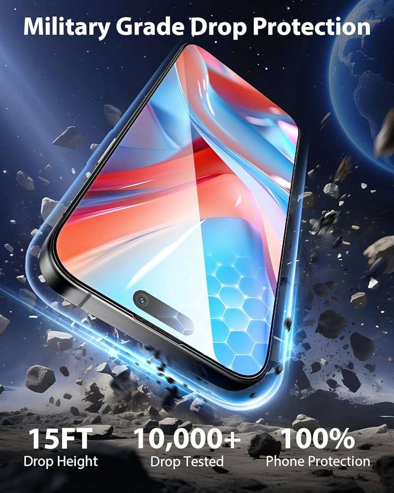 Mkeke for iPhone 15 Pro Max Screen Protector 3 Pack, [9H+ Hardness] [Military-Grade Drop Protection] [Sensitive Touch] [Easy Installation] [HD Clear] Full Edge Coverage Tempered Glass - Image 2
