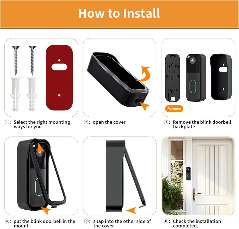 No-Drill Blink Doorbell Mount for All-new Blink Video Doorbell (2nd Gen), Strong Adhesive Doorbell Camera Bracket – Not Block Sensor, Anti-Theft Mount for Home, Apartment, Office - Image 7